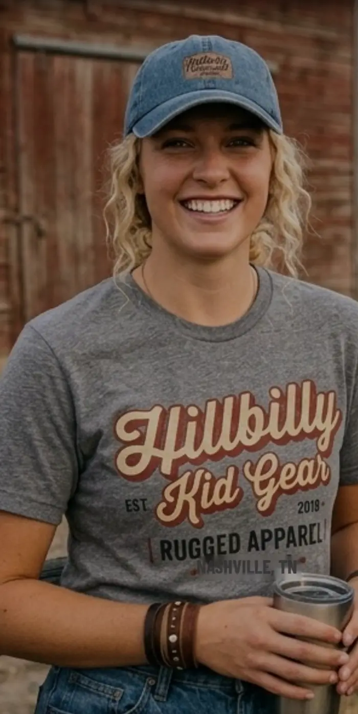 Hillbilly Kid Gear Rugged Apparel heather grey retro tee